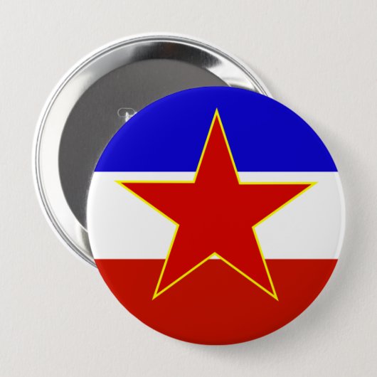 Badge Rond 10 Cm Drapeau de Yougoslavie (Devant & derrière)