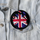 Badge Rond 10 Cm Drapeau déchiré du Royaume-Uni (En situation)