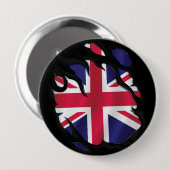 Badge Rond 10 Cm Drapeau déchiré du Royaume-Uni (Devant & derrière)