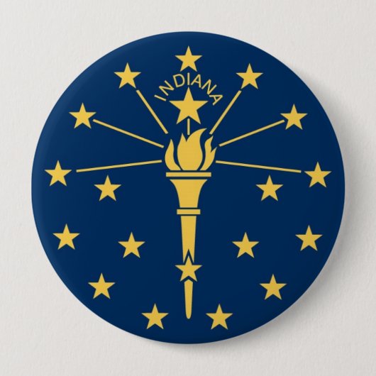Badge Rond 10 Cm Drapeau d'état de l'Indiana (Devant)