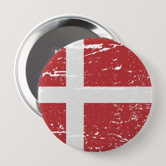 BADGE ROND 10 CM DRAPEAU DU DANEMARK (Devant & derrière)