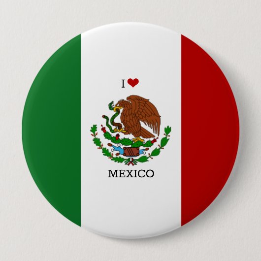 Badge Rond 10 Cm Drapeau du Mexique (Devant)