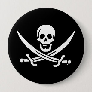 Badge Rond 10 Cm Drapeau Jolly roger de pirate