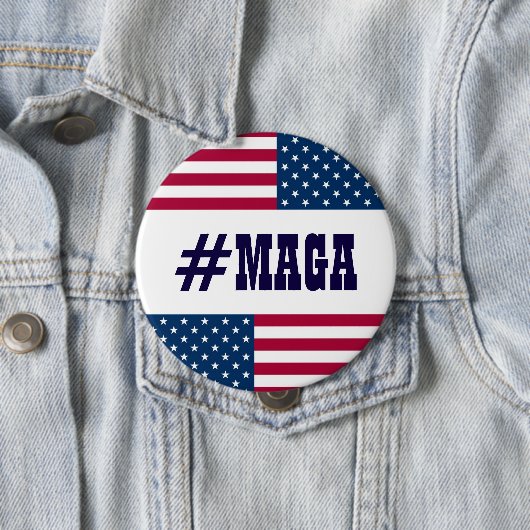 Badge Rond 10 Cm Drapeau #MAGA-Américain (En situation)