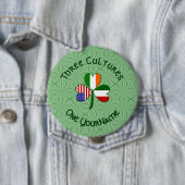 Badge Rond 10 Cm Drapeau Shamrock irlandais américain italien perso (En situation)
