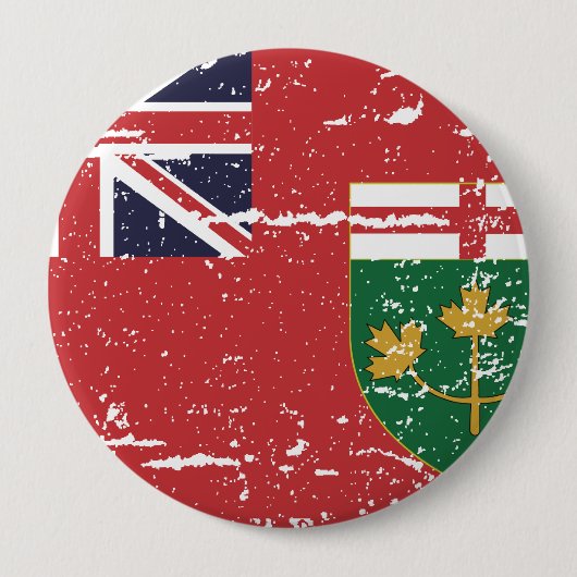 Badge Rond 10 Cm Drapeau vintage d'ONTARIO (Devant)