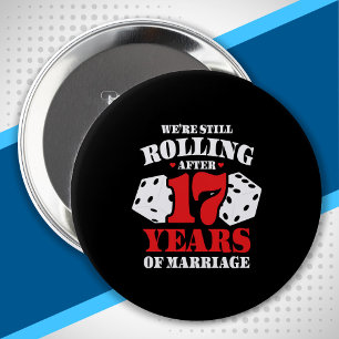 Badge Rond 10 Cm Drôle 17e Anniversaire de Mariage de Couple Marié