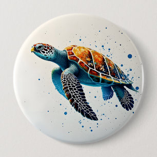 Badge Rond 10 Cm Eaux calmes : Célébrez les tortues marines avec l'