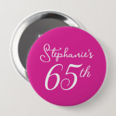 Badge Rond 10 Cm Élégant Monogramme rose 65e fête d'anniversaire (Devant & derrière)