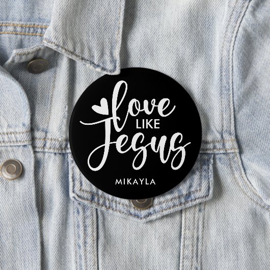Badge Rond 10 Cm Elegant Typografy Love Like Jésus | Button (En situation)