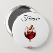 Badge Rond 10 Cm Elegant Wine -  Wedding  Buttons (Devant & derrière)