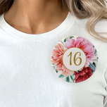 Badge Rond 10 Cm Élégante Bourgogne rose piments floraux doux 16<br><div class="desc">Elégant bordeaux,  rose,  et pêches pivoines Sweet 16 anniversaire fête bouton personnalisé. Personnalisé avec l'âge de l'invité d'honneur. Contactez-moi pour obtenir de l'aide sur vos personnalisations ou pour demander des produits Zazzle correspondants ou coordonnés supplémentaires pour votre événement.</div>
