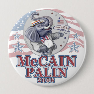 Badge Rond 10 Cm Éléphant de républicain de McCain Palin