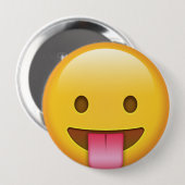 Badge Rond 10 Cm Emoji hors langue (Devant & derrière)