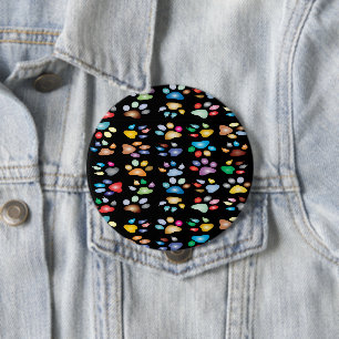 Badge Rond 10 Cm empreintes de pattes colorés