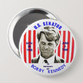 Badge Rond 10 Cm En mémoire de Bobby Kennedy (Devant & derrière)