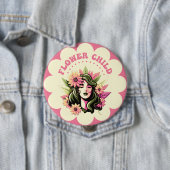 Badge Rond 10 Cm Enfant à fleurs (En situation)