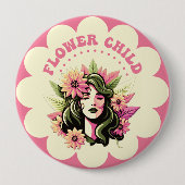 Badge Rond 10 Cm Enfant à fleurs (Devant)