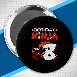 Badge Rond 10 Cm Enfants Ninja Cadeau de fête d'anniversaire - 8 an