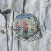 Badge Rond 10 Cm Entrance of La Rochelle Harbor, Paul Signac (En situation)