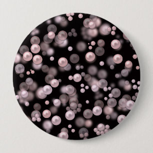 Badge Rond 10 Cm Éparcelles de perles roses et blanches sur velours