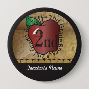 Badge Rond 10 Cm Épingle à boutons de 2e année Vintage stylisée par