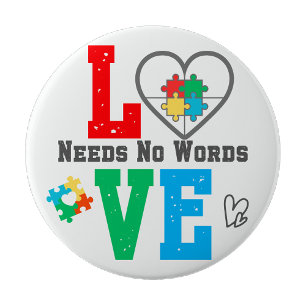 Badge Rond 10 Cm Épingle de sensibilisation à l'autisme L'amour n'a