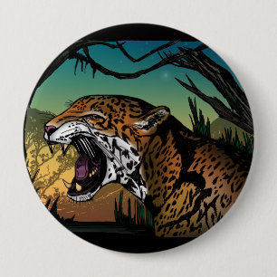 Badge Rond 10 Cm Esthétique de la jungle du jaguar grognant – Faune