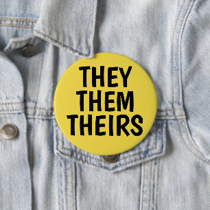 Badge Rond 10 Cm eux/eux/leurs des pronoms jaunissent l'arrière -