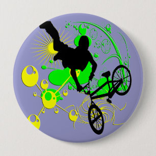 Badge Rond 10 Cm Faire du vélo extrême