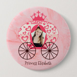 Badge Rond 10 Cm Fairytale Royal Princess Carriage Girl Anniversair