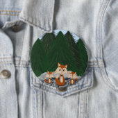 Badge Rond 10 Cm Famille adorable de renards (En situation)