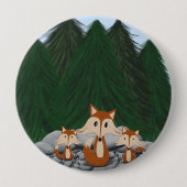 Badge Rond 10 Cm Famille adorable de renards (Devant)