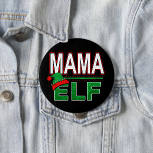 Badge Rond 10 Cm Famille Elf Mama Elf Noël Fête #TeamElf
