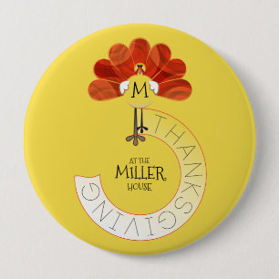 Badge Rond 10 Cm Famille Thankesgiving Turquie