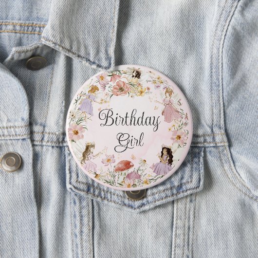 Badge Rond 10 Cm Fées Whimsical Anniversaire Fleur Jardin prairie (En situation)