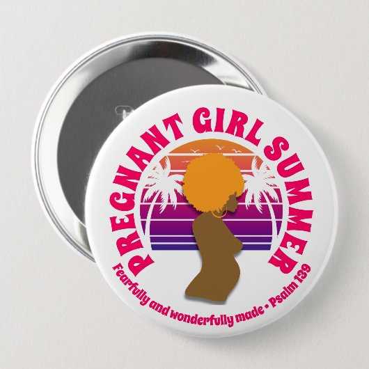 Badge Rond 10 Cm FEMME ENCEINTE ÉTÉ Personnalisé Christian Maman à (Devant & derrière)