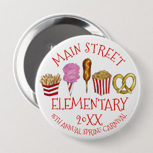 Badge Rond 10 Cm Festival du carnaval de printemps Corndog Ice Crea