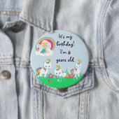 Badge Rond 10 Cm Fête d'anniversaire personnalisée de licorne (En situation)