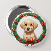 Badge Rond 10 Cm Fête de la louvette labrador de Noël mignonne (Devant & derrière)