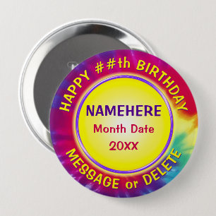 Badge Rond 10 Cm Fête de teinture personnalisée pour enfants, adu