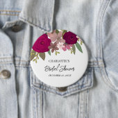 Badge Rond 10 Cm Fête des mariées de fleurs de jardin bordeaux mode (En situation)