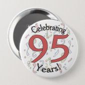 Badge Rond 10 Cm Fêter 95 ans de confetti anniversaire bouton énorm (Devant & derrière)