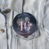 Badge Rond 10 Cm Feux d'artifice Sweet 16 Minuit Blush ID984 (En situation)
