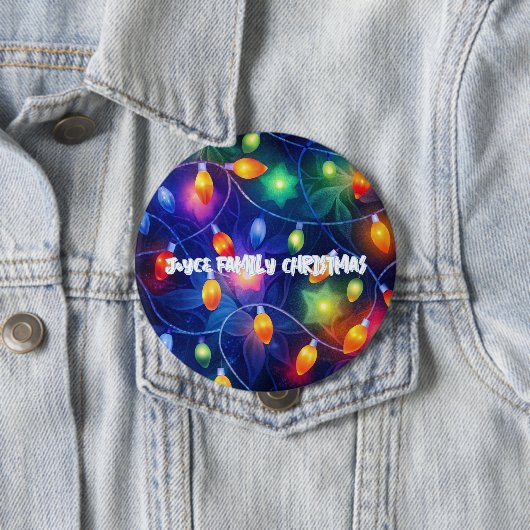 Badge Rond 10 Cm Feux de Noël brillant Fêtes Whimsical Joyeux (En situation)