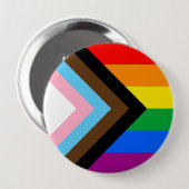 Badge Rond 10 Cm Fierté de progrès LGBTQ+ (Devant & derrière)