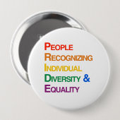 BADGE ROND 10 CM FIERTÉ : LES GENS IDENTIFIANT LA DIVERSITÉ (Devant & derrière)