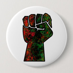 Badge Rond 10 Cm fierté noire drapeau rouge vert poing panafricain 