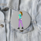Badge Rond 10 Cm fille avec une queue de lapin (En situation)