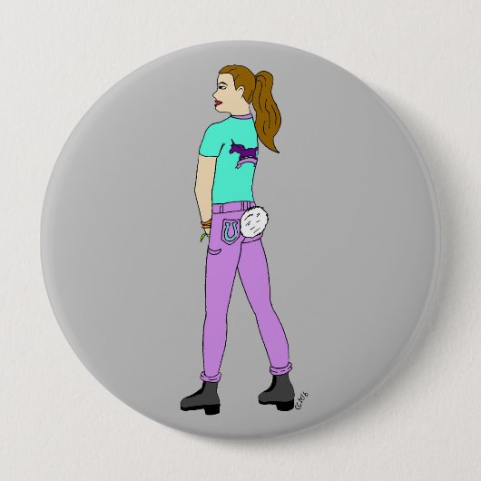 Badge Rond 10 Cm fille avec une queue de lapin (Devant)